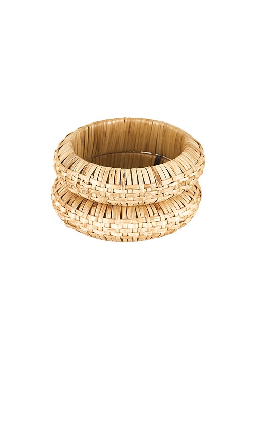 Jacques Bangle Cuff Set in Beige.