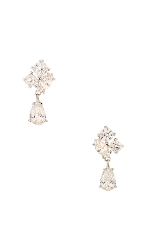 Camille Drop Earring in Metallic Silver.