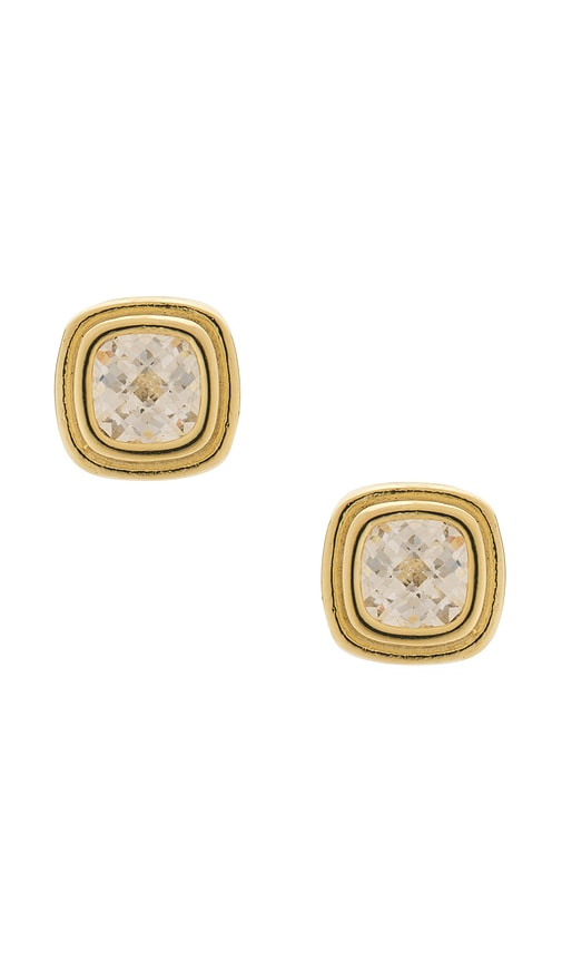 Cushion Bezel Stud in Metallic Gold.