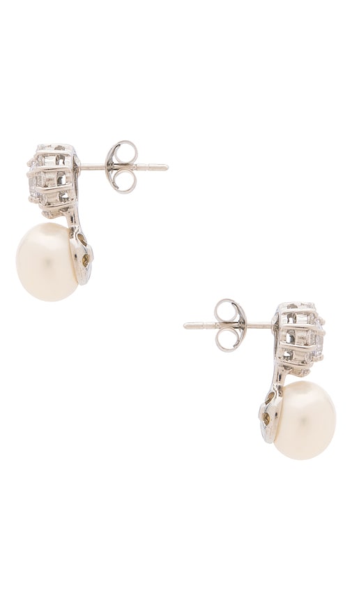 Shashi Halo Stud Pearl Drop Earring In Metallic