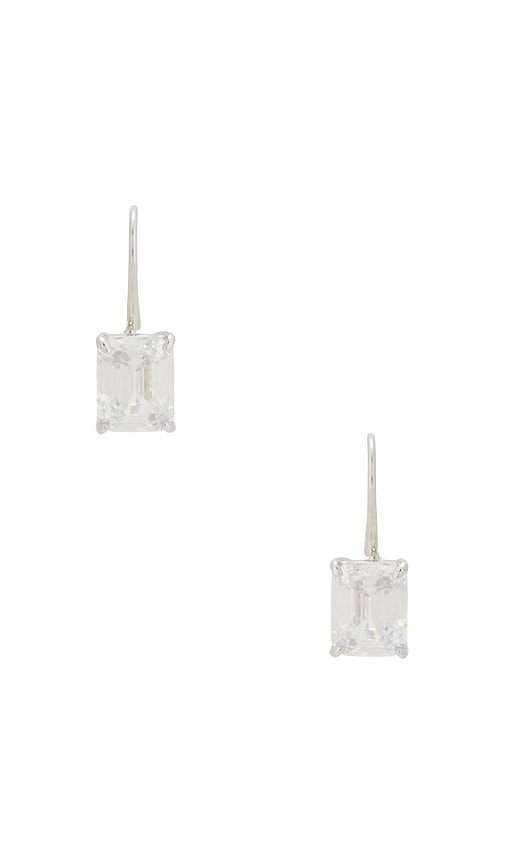 Shashi Emerald Baguette French Hook Earring In Silver