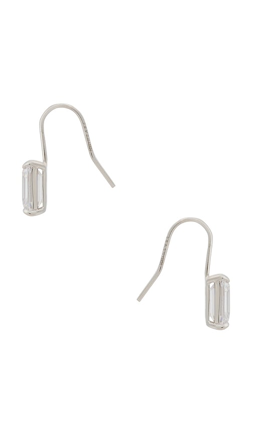 Shashi Emerald Baguette French Hook Earring In Metallic