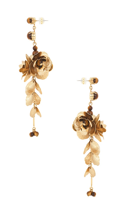  Shashi Gardenia Earring In Metallic Gold. 