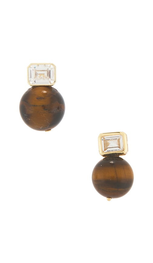Emerald Baguette Tiger Eye Earring
