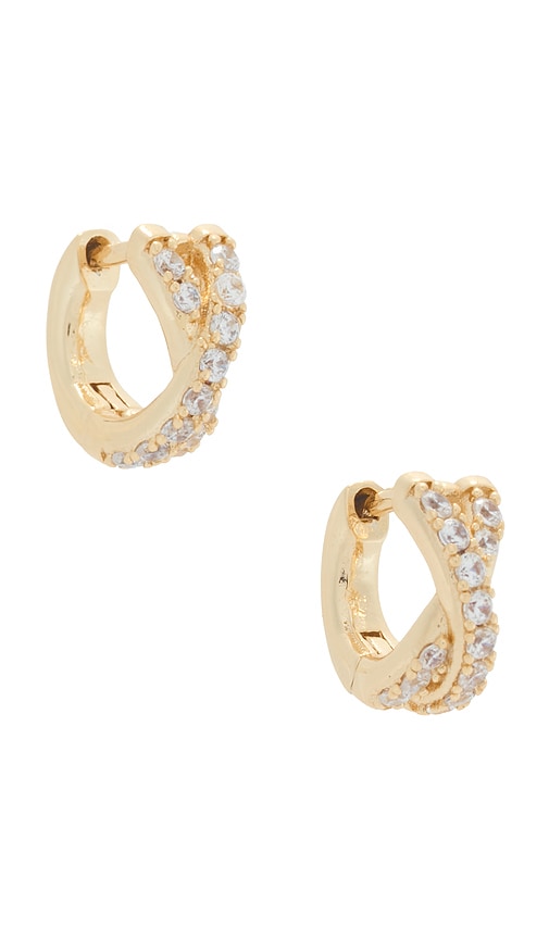 Staci Pave Huggies Earrings by Shashi NYC in Gold