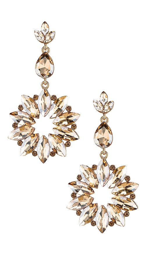 Sunburst Crystal Drop Champagne Earring