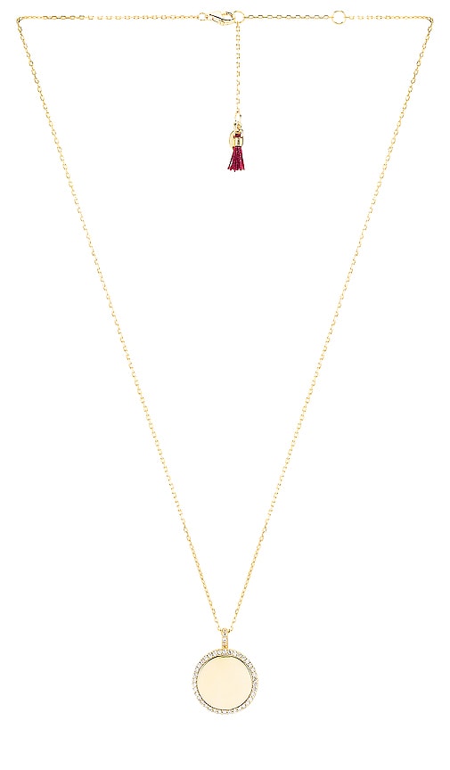 SHASHI Disc Pave Pendant Necklace in Gold