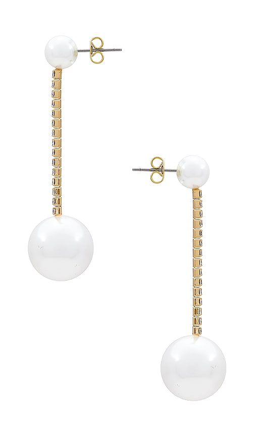 Shop Shashi Pave Pearl Drop Earring In Ivory