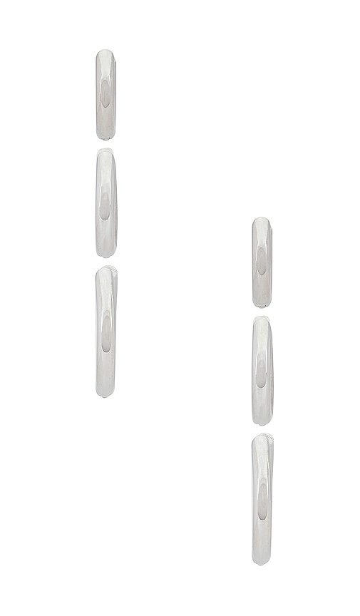  Shashi Triples Hoop Set Of 3 In Metallic Silver. 
