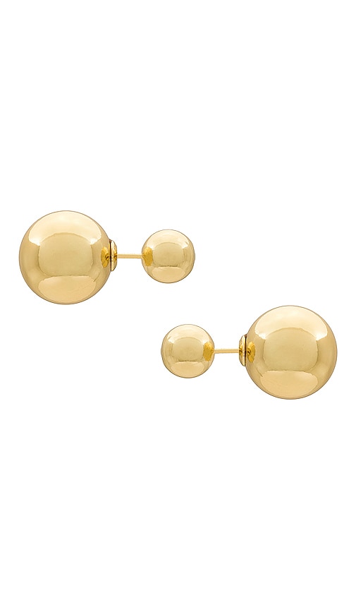 Shashi Double Ball Earring In Metallic Gold