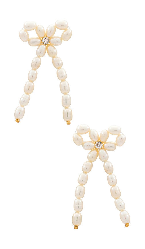 Shashi Pearl Bow Earring In Ivory