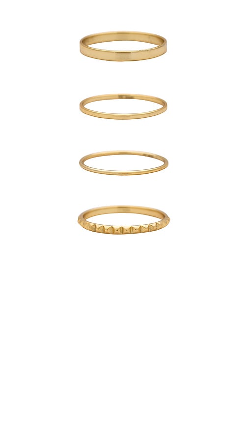 Shop Shashi Stacking Ring Set In Metallic Gold