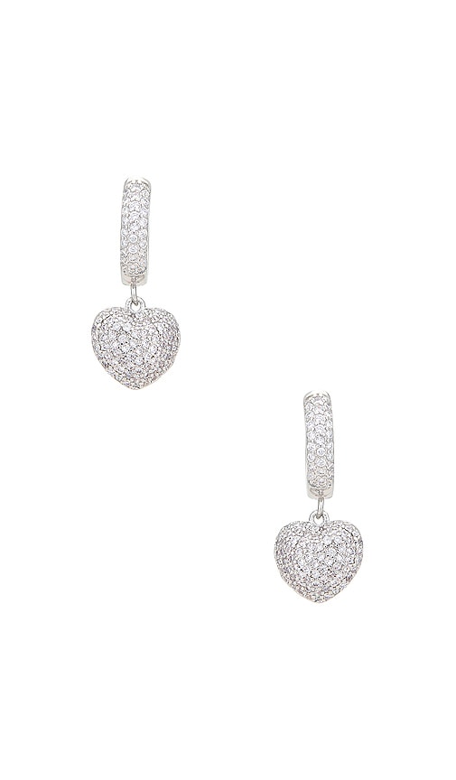 Shashi Pave Heart Huggie In Silver