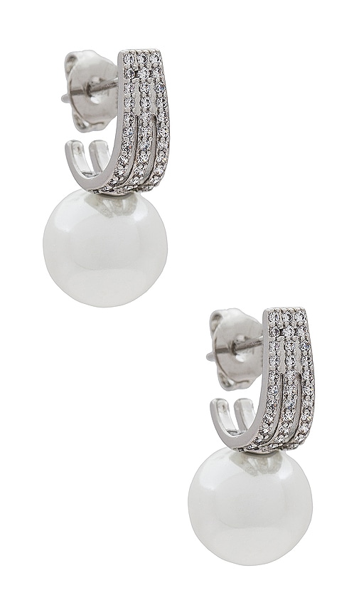 Shashi Classique Pave Pearl Earring In É“¶è‰²