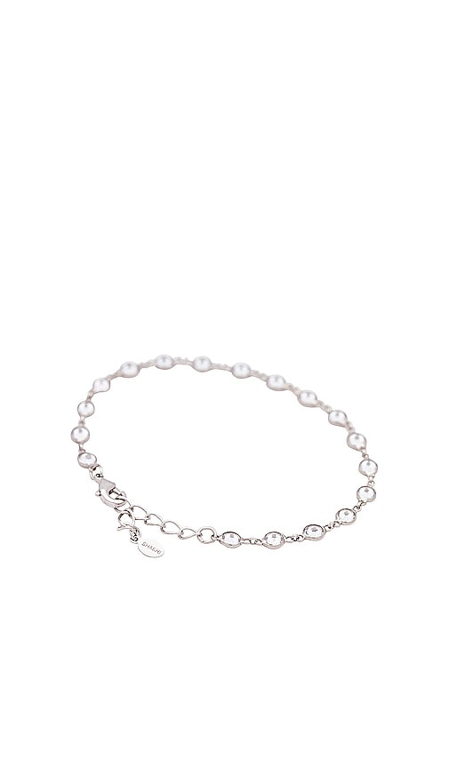 Shop Shashi Bezel Diamond Tennis Bracelet In Metallic Silver