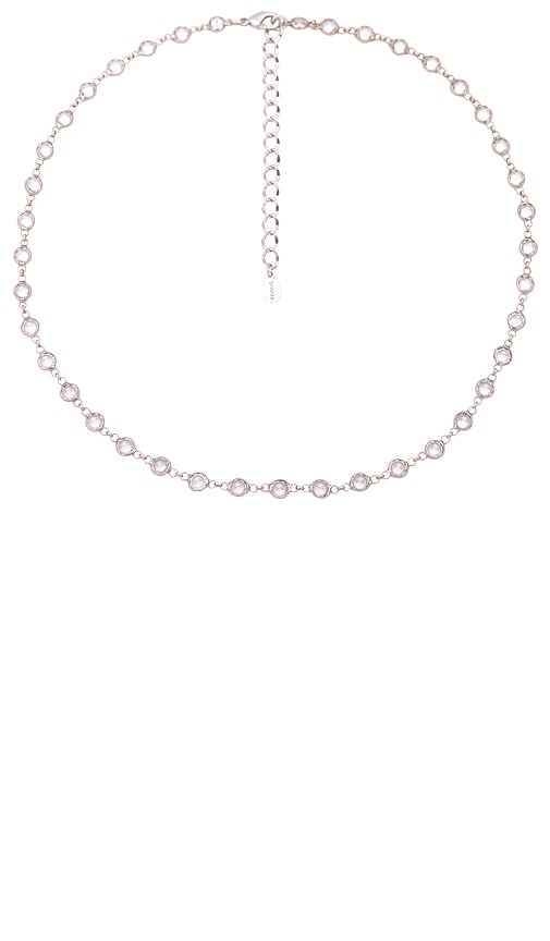 Shashi Bezel Diamond Tennis Necklace In Metallic Silver