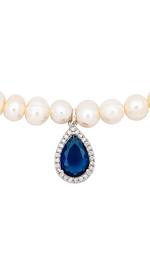 Shop Shashi Sapphire Pearl Pendant In 天蓝