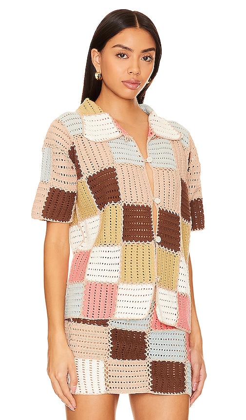 Shop She Made Me Edith Patchwork Shirt In Multicolor Shell