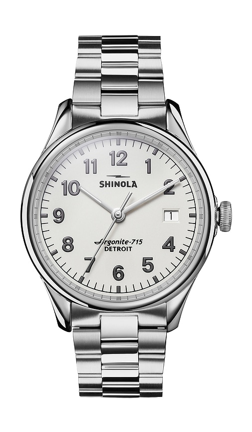 Shinola Vinton 38mm Watch in Metallic Silver.
