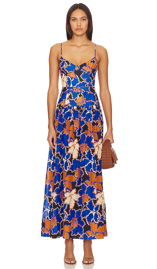 Shona Joy Karla Bustier Maxi Dress in Strong Blue & Multi