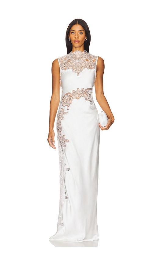 Shona Joy Stratus Lace High Neck Maxi Dress in Ivory | REVOLVE