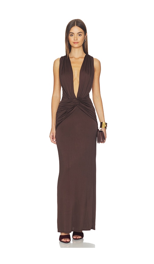 Miro Sleeveless Plunged Maxi Dress