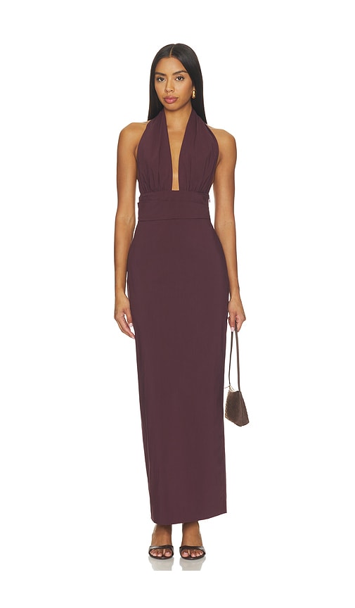 Campbell Halter Plunged Maxi Dress