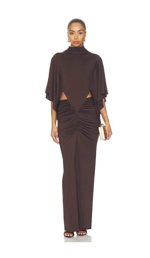 Miro Cut Out Draped Maxi Dress by Shona Joy in Ristretto