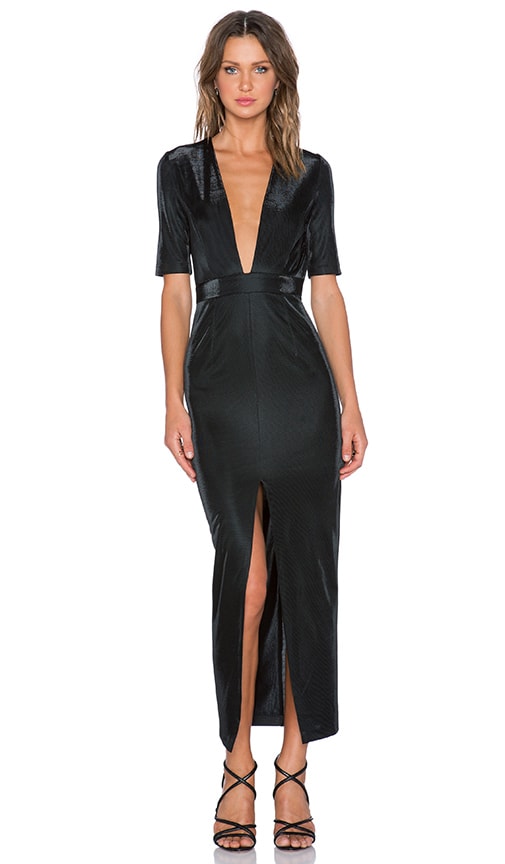 Shona Joy Crystal Valley Plunged Maxi Dress in Black REVOLVE