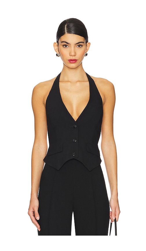 Shona Joy Tailored Open Back Vest in Black