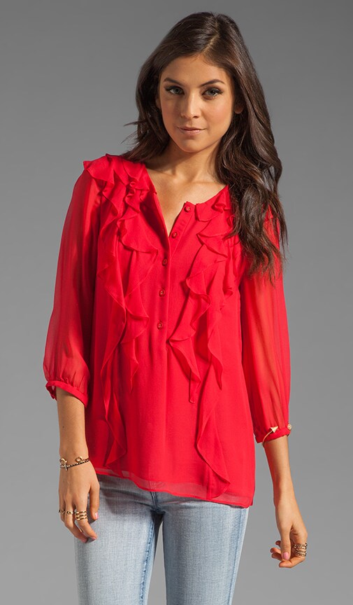Pebbled Chiffon Alix Ruffle Blouse