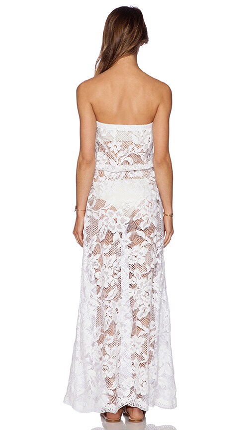 white strapless maxi dress