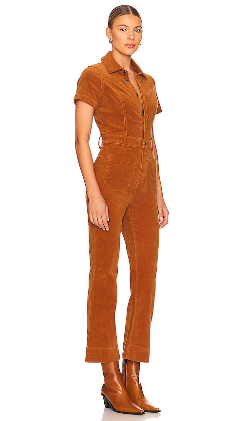 Shop Show Me Your Mumu Cropped Everhart Jumpsuit In Camel Corduroy