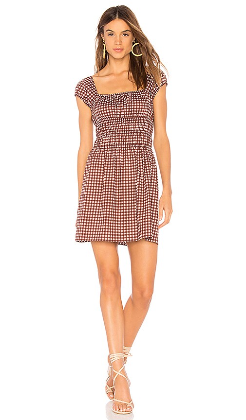 Show Me Your Mumu Effie Mini Dress in Chocolate Cake Gingham Poplin