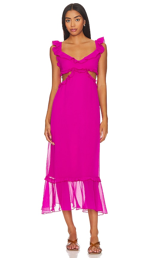 Show Me Your in Pink Midi | Mumu Chiffon Dress Lane REVOLVE Crinkled