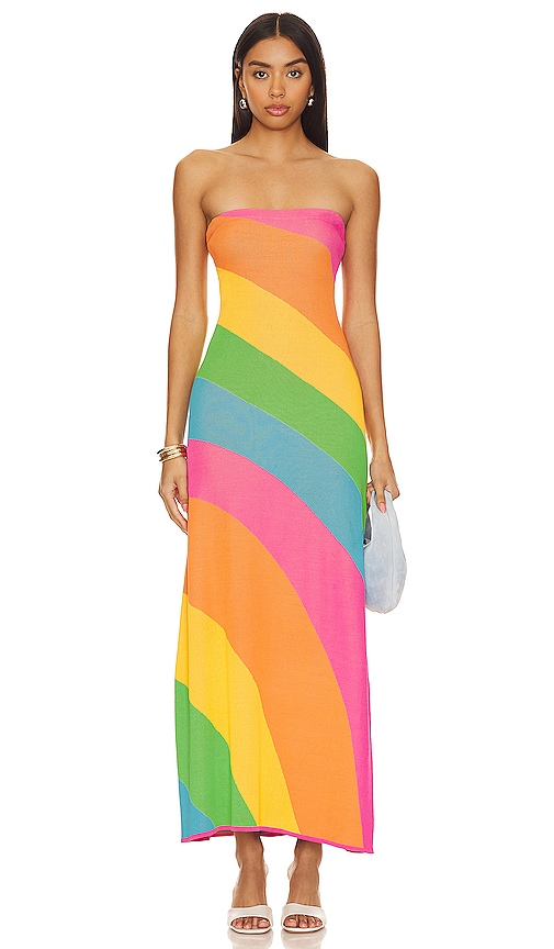 Shop Show Me Your Mumu Island Nights Tube Dress In Salty Rainbow Stripe