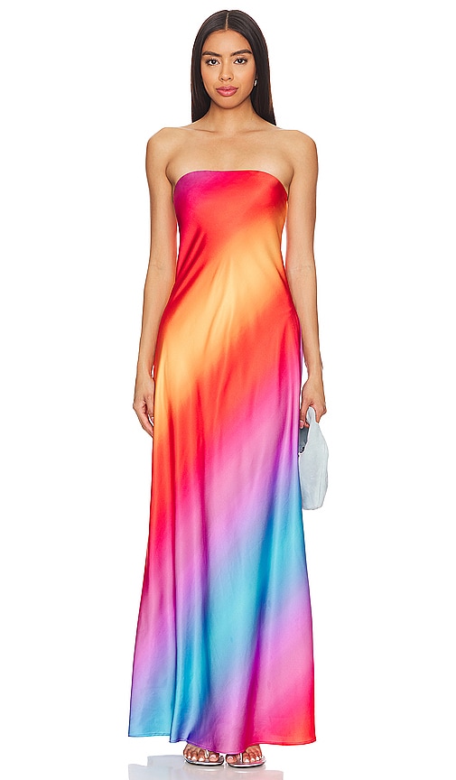 Show Me Your Mumu Taylor Tube Maxi Dress in Sunset Ombre