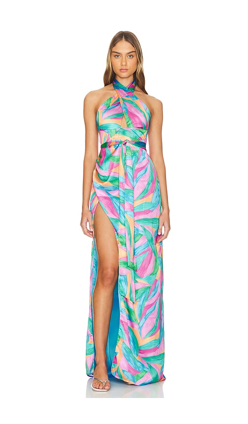 Shop Show Me Your Mumu Adele Halter Maxi Dress In Blue