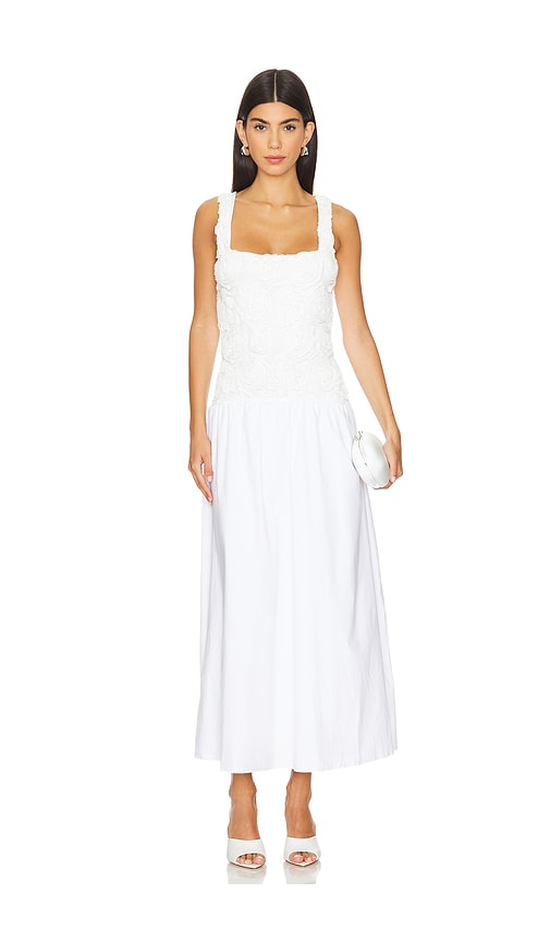 Show Me Your Mumu Bradshaw Maxi Dress In Rosette Mesh White