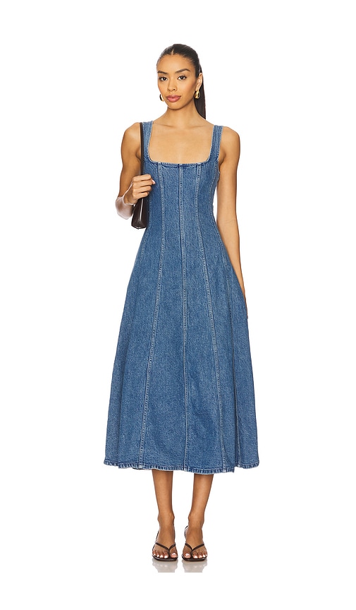 Prim Midi Dress in Blue. - size XL (also in L, M, S, XS)