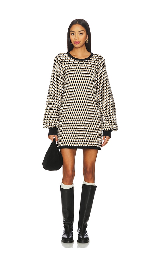 Show Me Your Mumu Marion Sweater Dress In Black Geo In Multi