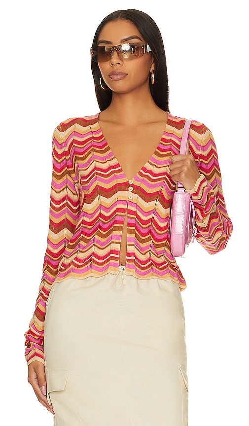 Show Me Your Mumu Coza Cardi Top in Horizon Stripe Knit