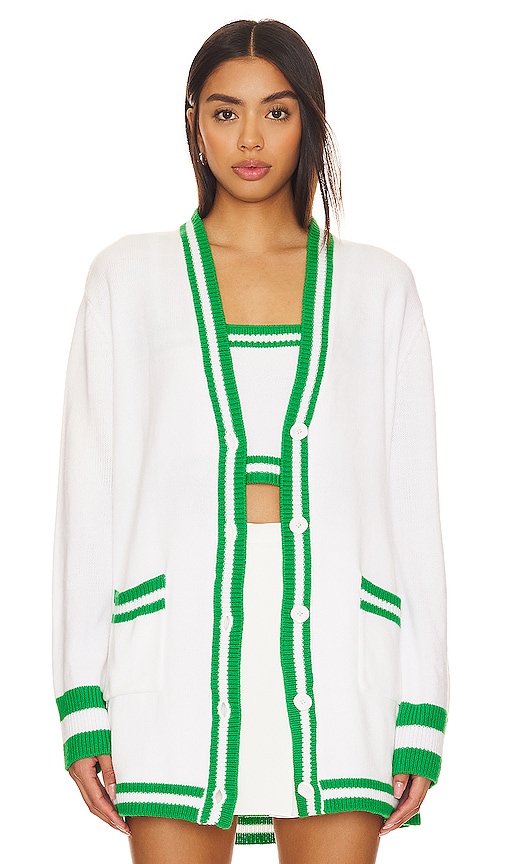 Show Me Your Mumu Lambert Cardigan in Green Stripe Knit