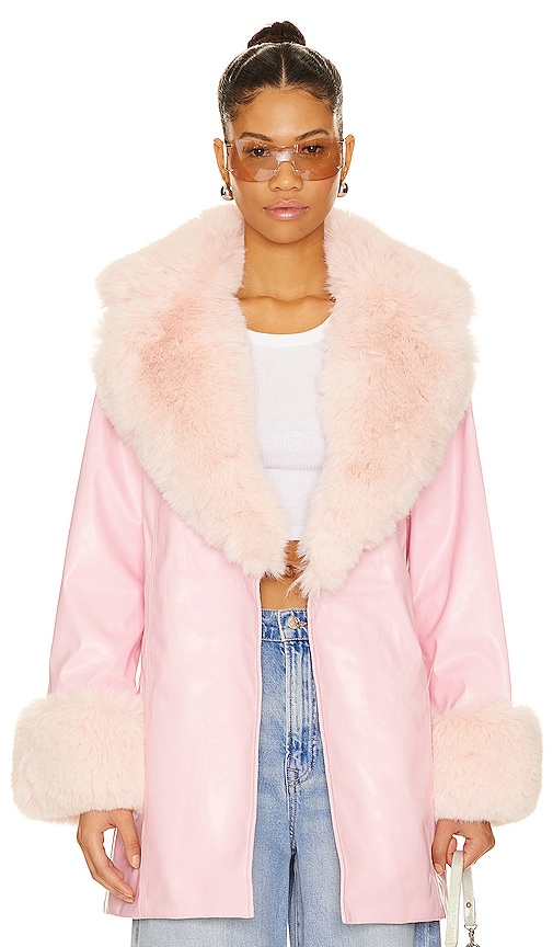Show Me Your Mumu Penny Lane Coat In Pink Faux Leather