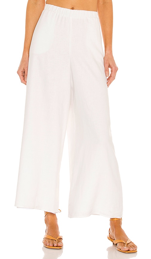 Show Me Your Mumu Kick Back Trousers In White Linen
