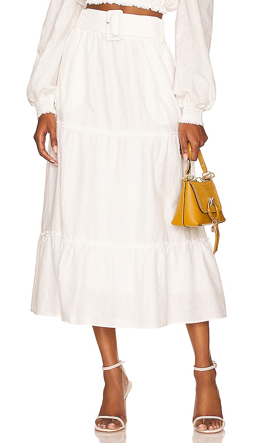 Show Me Your Mumu Miley Midi Skirt in Cream
