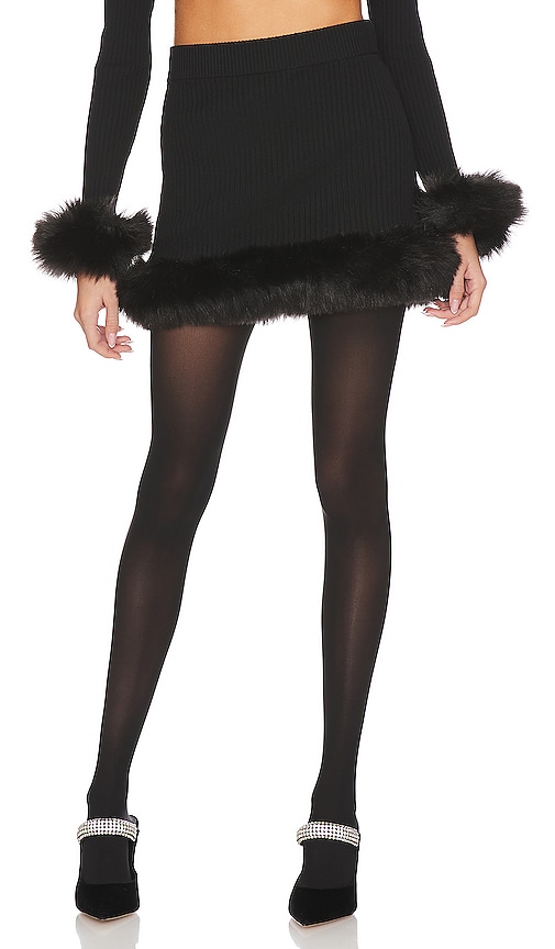 Show Me Your Mumu Fran Miniskirt Women's Skirt Black Knit/Faux Fur : MD
