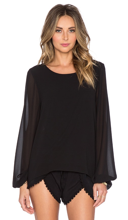 Show Me Your Mumu Jade Blouse in Black Chiffon