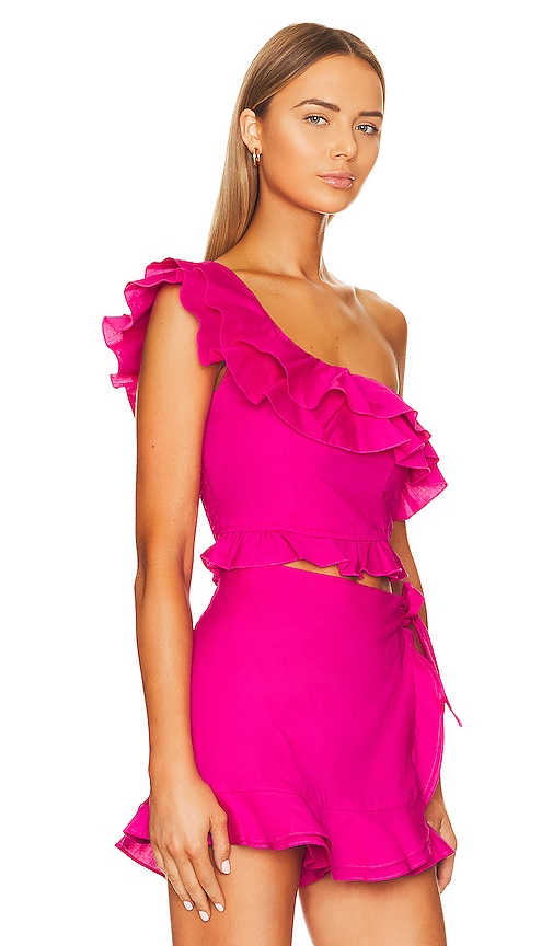 Shop Show Me Your Mumu X Revolve Leni Ruffle Top In Hot Pink