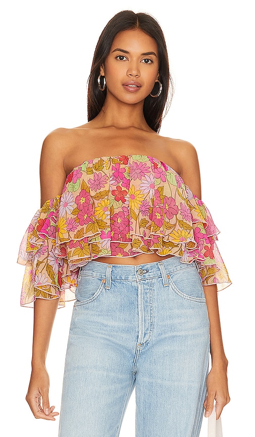 Shop Show Me Your Mumu Rossella Ruffle Top In Pink